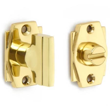 Art Deco Thumb Turn & Release Polished Brass Unlacquered
