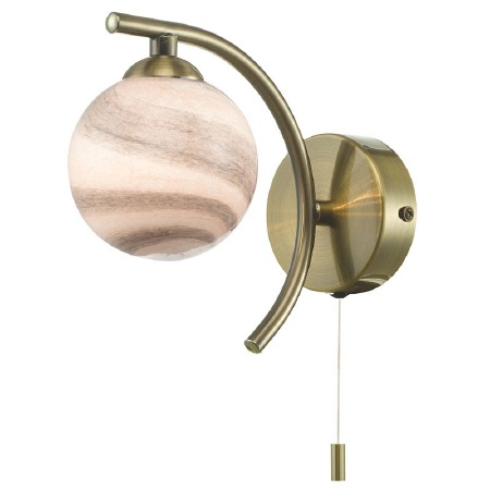 Atiya Single Wall Light Antique Brass with Planet Glass