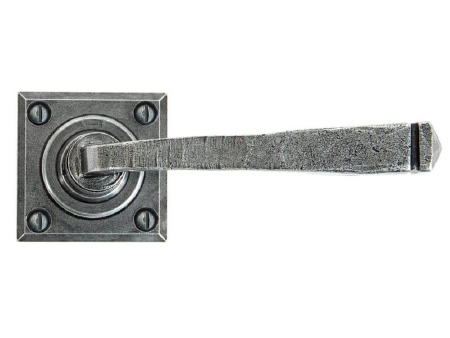 From The Anvil Avon Square Rose Door Handles Pewter Sprung