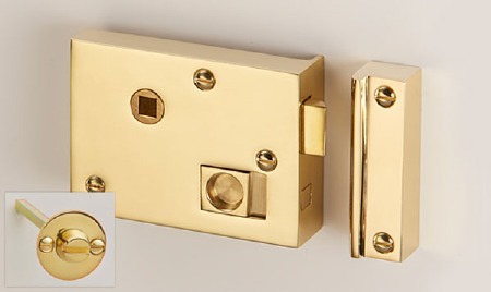 Bathroom Rim Latch with Emergency Release 4" Polished Brass LH