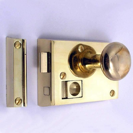 Bathroom Rim Latch 4" Polished Brass Unlacquered RH