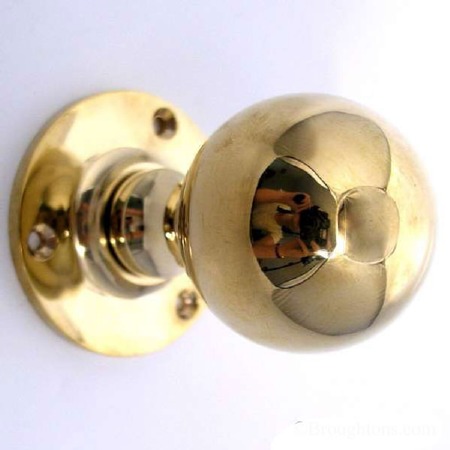Aston Ball Door Knobs Polished Brass Unlacquered 46mm