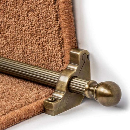 Balladeer Reeded Stair Rod Set For Runner Carpets Antique Brass