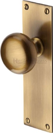 Heritage Balmoral Door Knobs Lever Latch BAL8510 Antique Brass