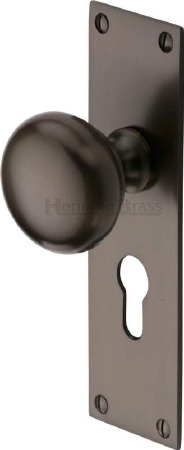 Heritage Balmoral Door Knobs Euro Profile BAL8548 Matt Bronze