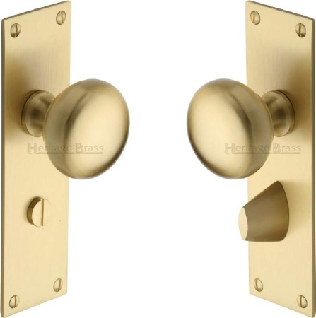 Heritage Balmoral Door Knobs Bathroom Set BAL8530 Satin Brass