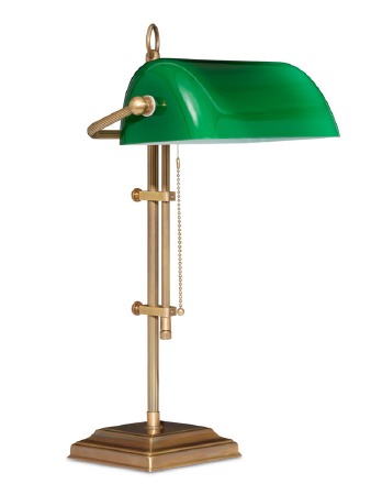 Bankers Table Lamp Burnished Brass with Green Shade - Broughtons ...