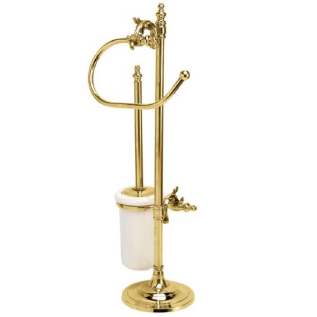 Barocco Toilet Brush & Roll Holder Set Polished Brass