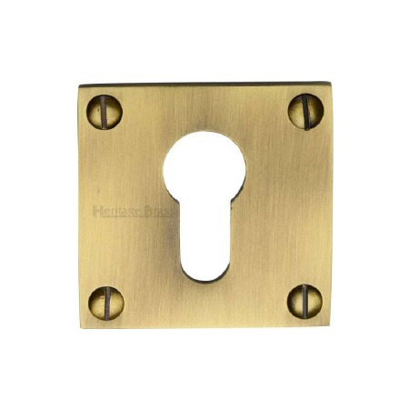 Heritage BAU1558 Square Euro Escutcheon Antique Brass Lacquered