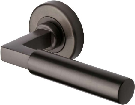 Heritage Bauhaus Round Rose Door Handles V2259 Matt Bronze Lacq