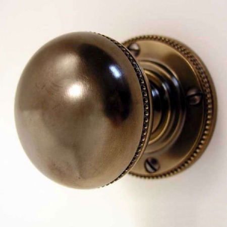 Aston Beaded Bun Door Knobs Antique Brass Unlacquered 57mm