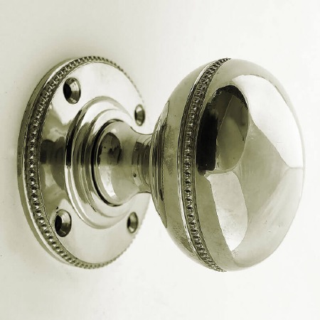 Aston Beaded Bun Door Knobs Polished Nickel 44mm