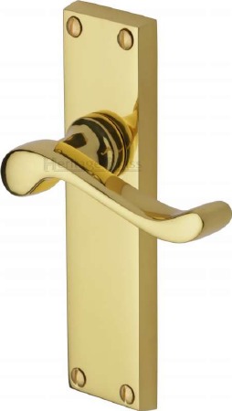 Heritage Bedford Latch Door Handles V803 Polished Brass Lacquered