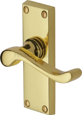 Heritage Bedford Short Plate Door Handles V800 Polished Brass Lacquered