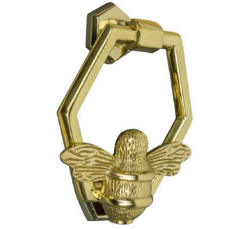 Bee Hexagonal Door Knocker Brass