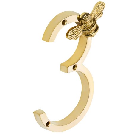 Bee Numeral 3 Brass