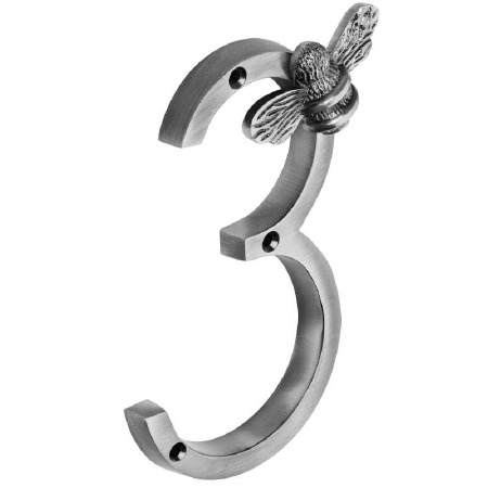 Bee Numeral 3 Pewter