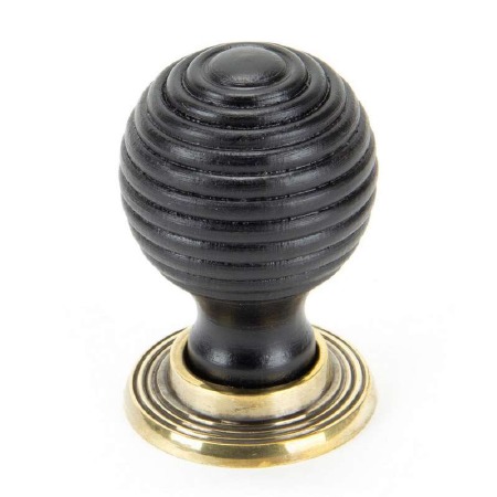 From The Anvil Beehive Cabinet Knob Ebony & Antique Brass Large