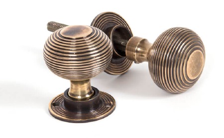 From The Anvil Beehive Mortice or Rim Door Knobs Aged Brass