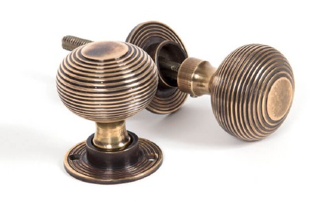 From The Anvil Heavy Beehive Mortice or Rim Door Knobs Aged Brass