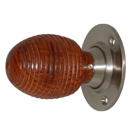 Beehive Brown Door Knobs with Plain Satin Nickel Rose