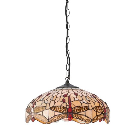 Interiors 1900 Beige Dragonfly Medium Tiffany Ceiling Pendant Light