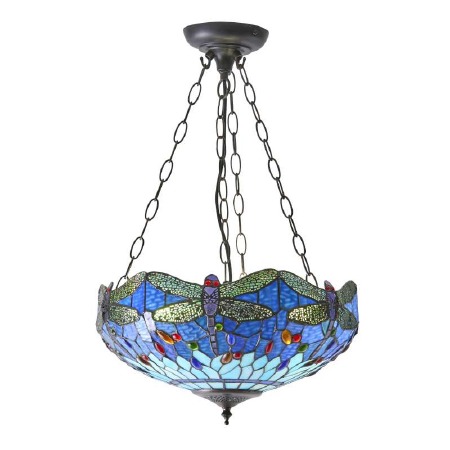 Interiors 1900 Blue Dragonfly Medium Inverted Tiffany Ceiling Light