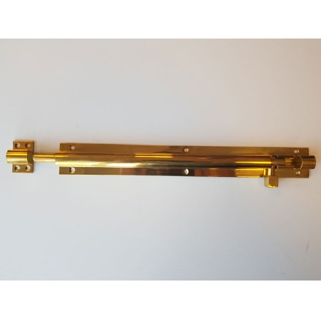 Barrel Door Bolt Straight 12"x1.5" Polished Brass Unlacquered