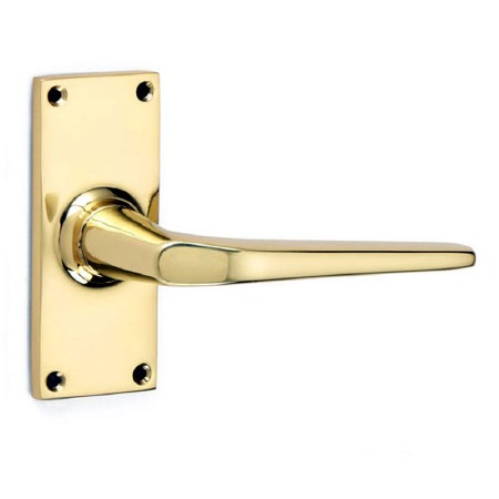 Bourton Door Latch Handles Polished Brass Unlacquered