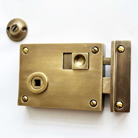 Brooksby Rim Latch 4" with Emergency Release Antique Satin Brass