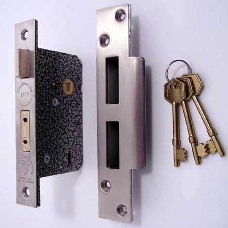 Broughtons 5 Lever BS Mortice Sashlock 76mm(3") Satin Stainless Steel