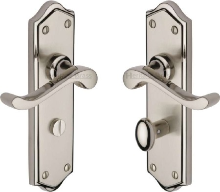 Heritage Buckingham Bathroom Door Handles W4220 Satin & Pol Nickel ...