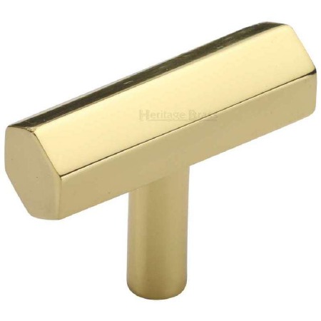 Heritage Hexagon T-Bar Cabinet Knob C2235 Polished Brass