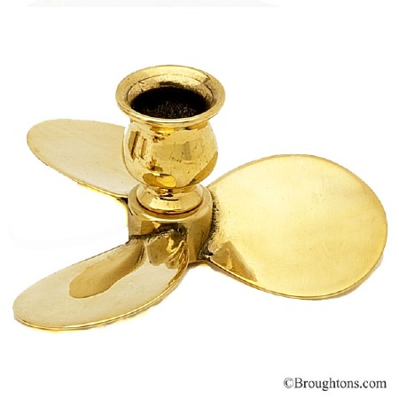 Propellor Candle Holder Pol Brass