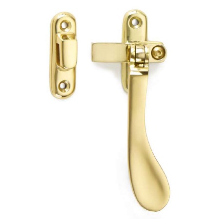 Spoon End Locking Casement Fastener HP Polished Brass Unlacquered
