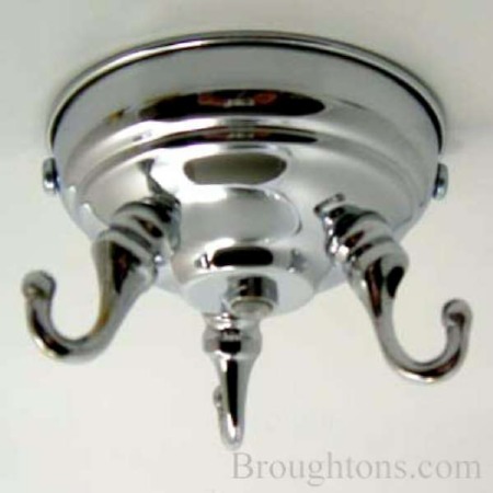 Triple Ceiling Hook Plate Polished Chrome