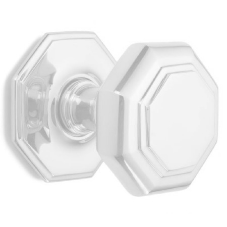 Flat Octagonal Centre Door Knob Distressed Brass