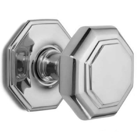 Flat Octagonal Centre Door Knob Polished Chrome