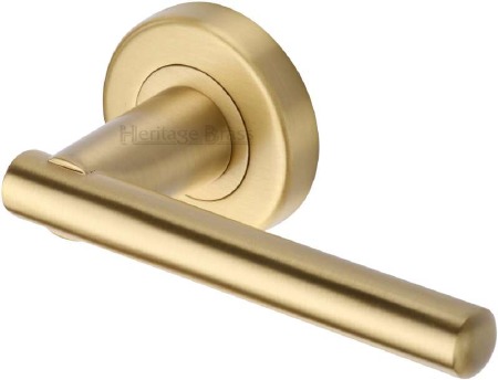Heritage Challenger Door Handles V1001 Satin Brass Lacq
