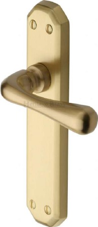 Heritage Charlbury Latch Door Handles V7060 Satin Brass Lacquered