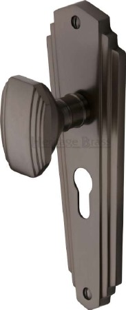 Heritage Charlston Door Knobs Euro Profile CHA1948 Matt Bronze