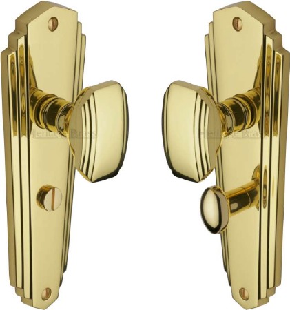 Heritage Charlston Door Knobs Bathroom Set CHA1930 Polished Brass Lacq