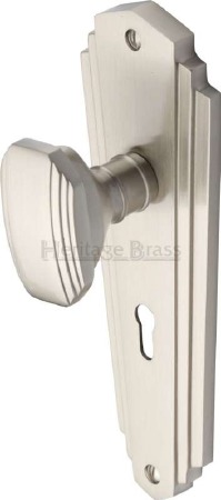 Heritage Charlston Door Knobs Lever Lock CHA1900 Satin Nickel
