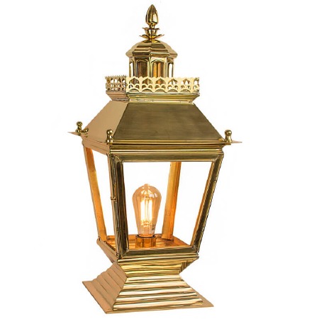 Chateau Pedestal Lantern Polished Brass