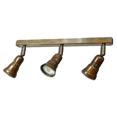 Broughtons Cherry Triple Spotlight on a Bar Antique Brass