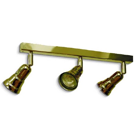 Broughtons Cherry Triple Spotlight on a Bar Polished Brass Unlacquered