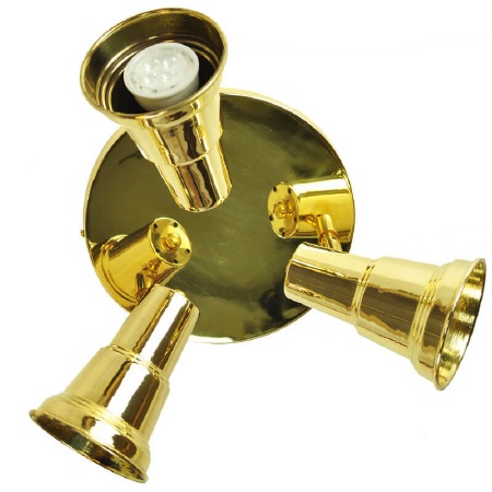 Circular Plate with 3 Spot Lights Polished Brass Unlacquered