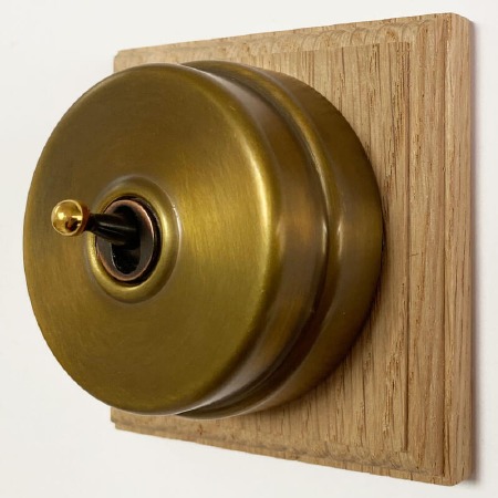 Citadel Round Dolly Light Switch 1 Gang Antique Satin Brass