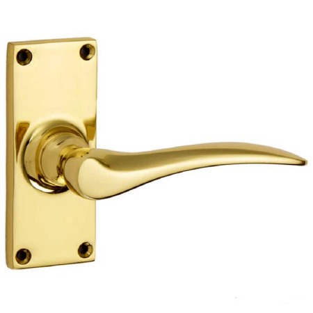 Coventry Short Plate Door Handles Polished Brass Unlacquered