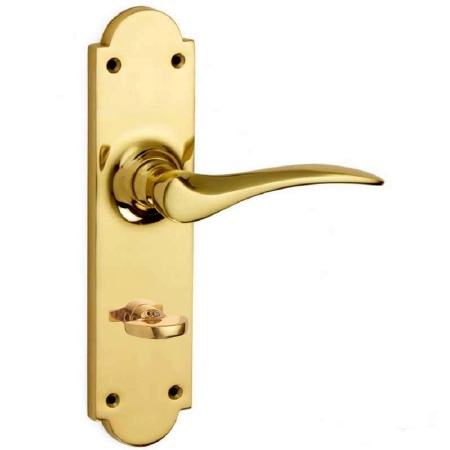 Coventry Bathroom Door Handles Polished Brass Unlacquered